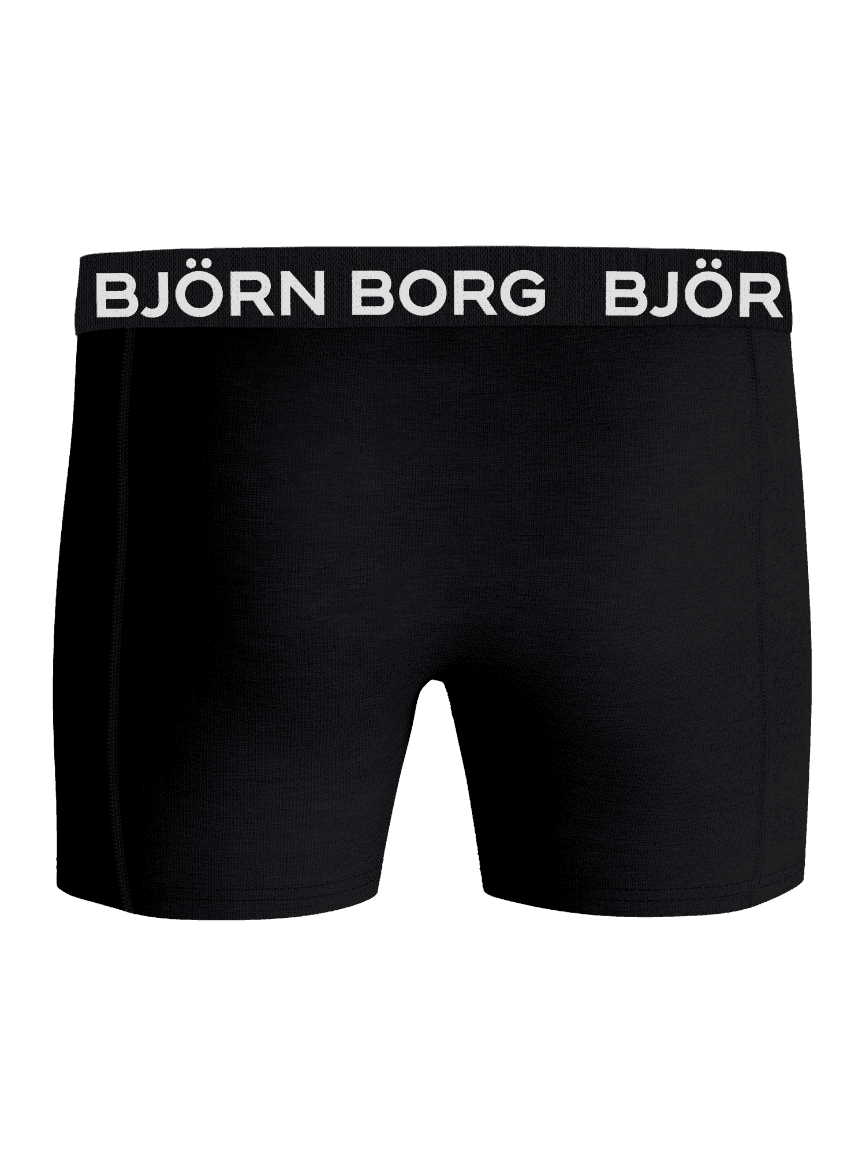 Cotton Stretch Boxers 9-pack in Black featuring comfortable cotton stretch boxer briefs with a white logo waistband. - Image 3