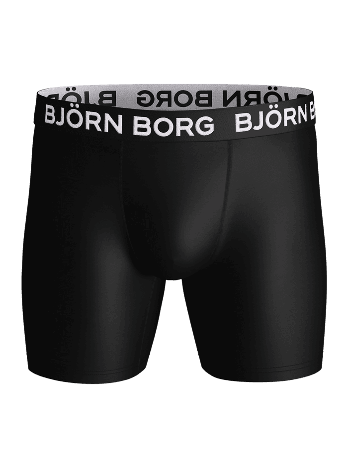 Sports Microfiber Boxers 5-pack in zwart voor training met een wit logo op de elastische tailleband. - Image 3
