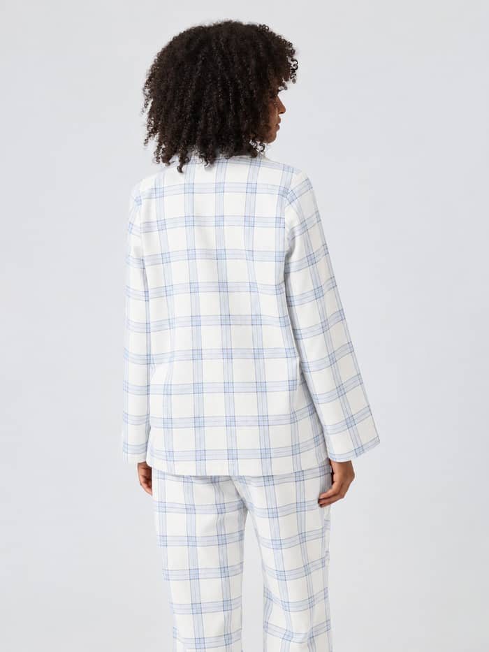 Achterkant van het Core Flannel Pyjama Shirt in Navy Pyjama Tartan 2 (marine) met een geruit patroon en een relaxed fit.