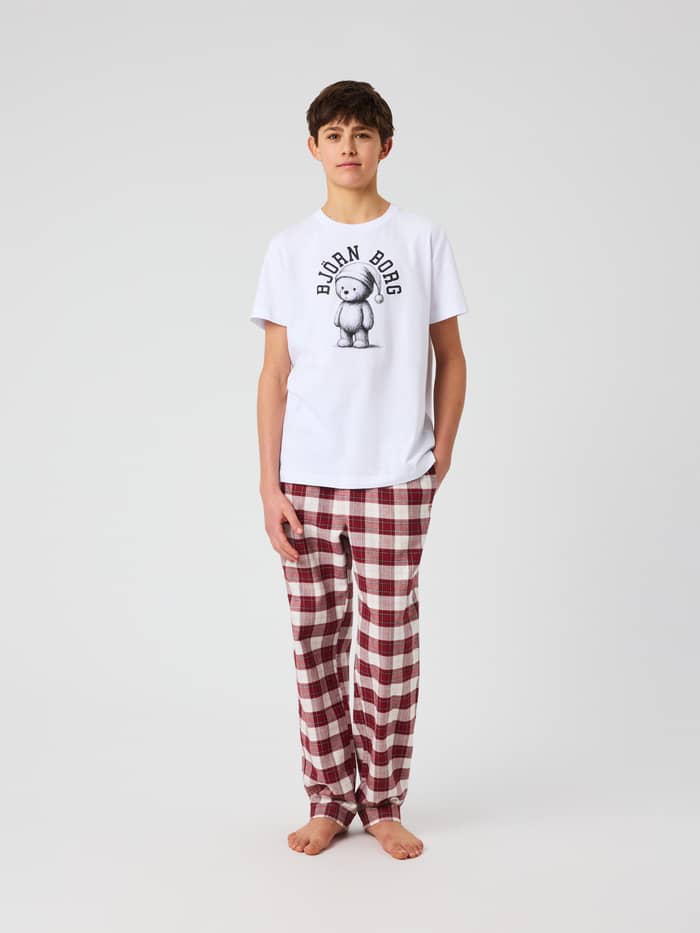 Front view of the Core Loungewear T-Shirt in Brilliant White featuring a graphic print.