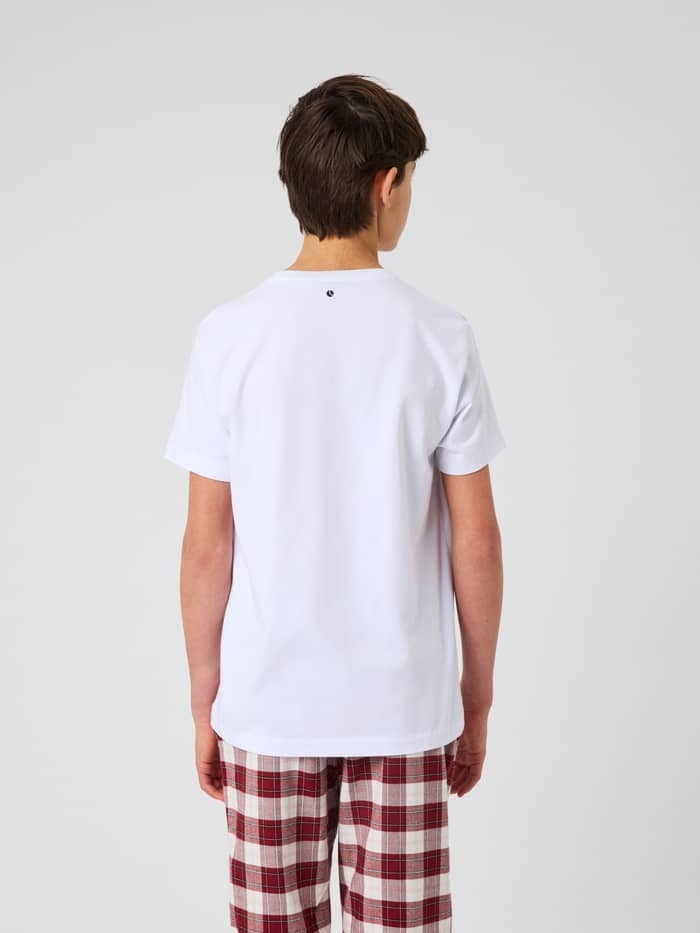 Back view of the Core Loungewear T-Shirt in Brilliant White (White) showing the back design.
