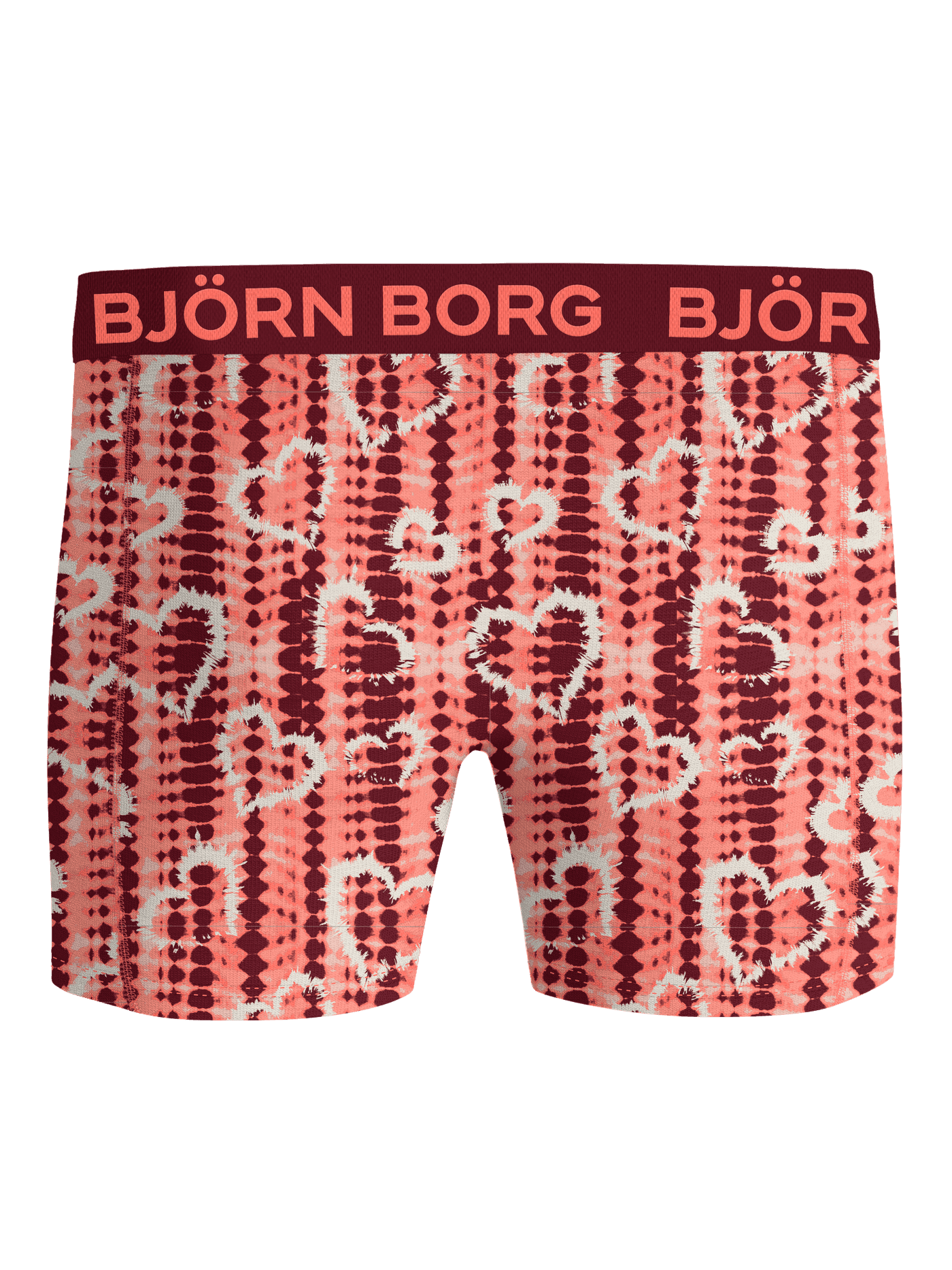 Bamboo Cotton Blend Boxer Briefs 2-pack featuring a heart tie-dye pattern and a branded waistband. - Image 3