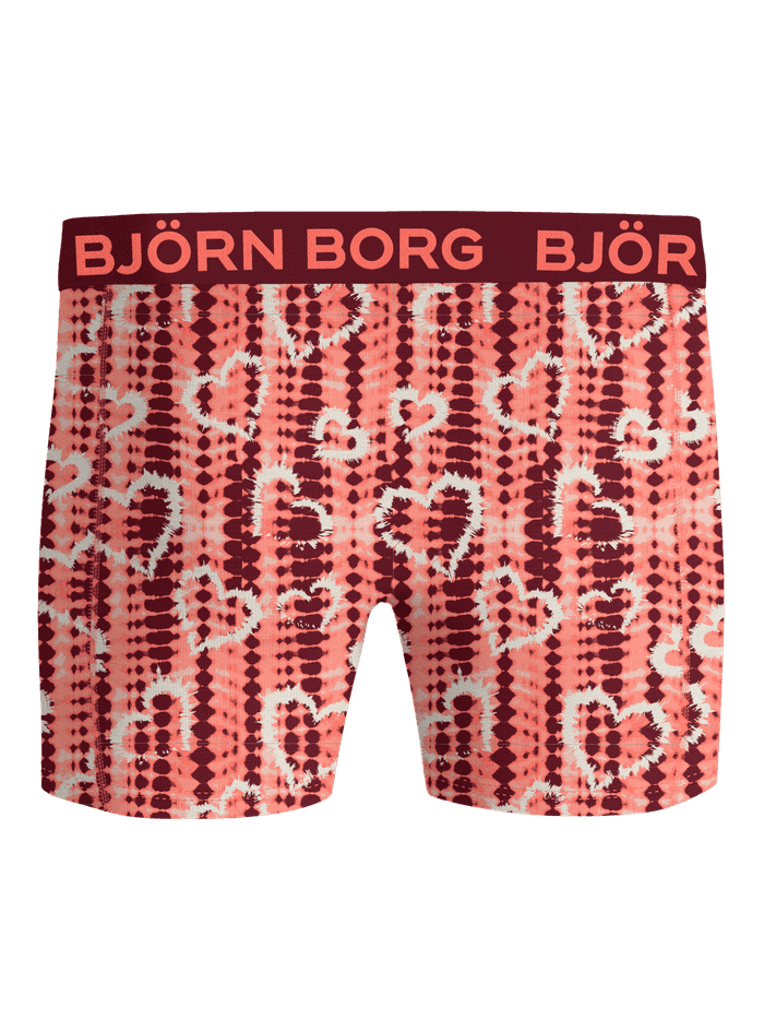 Bamboo Cotton Blend Boxer Briefs 2-pack featuring a heart tie-dye pattern and a branded waistband.