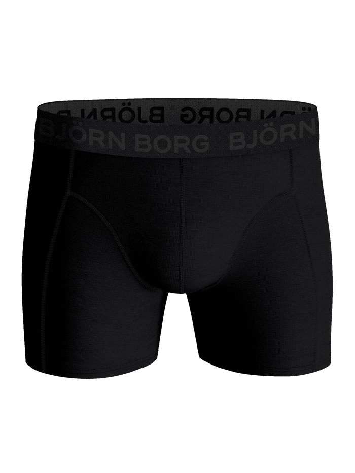 Front view of the black Cotton Stretch Boxers 3-pack featuring an elastic waistband with the Björn Borg logo.