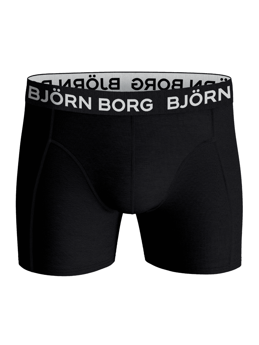 Cotton Stretch Boxers 5-pack in black featuring boxer briefs with a white logo waistband. - Image 2