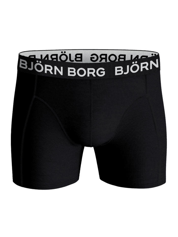 Cotton Stretch Boxers 5-pack in black featuring boxer briefs with a white logo waistband.