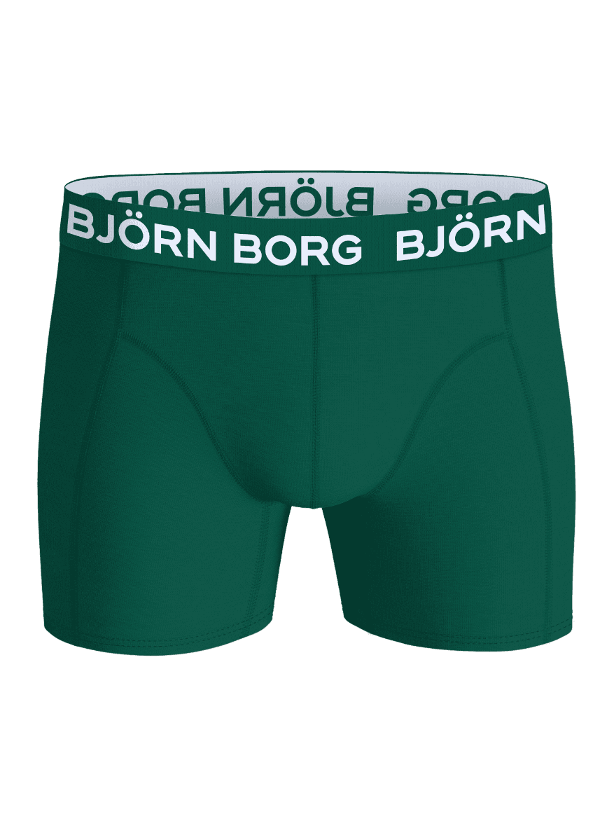 Cotton Stretch Boxers 5-pack in dark green featuring a white logo waistband with boxer briefs design. - Image 5