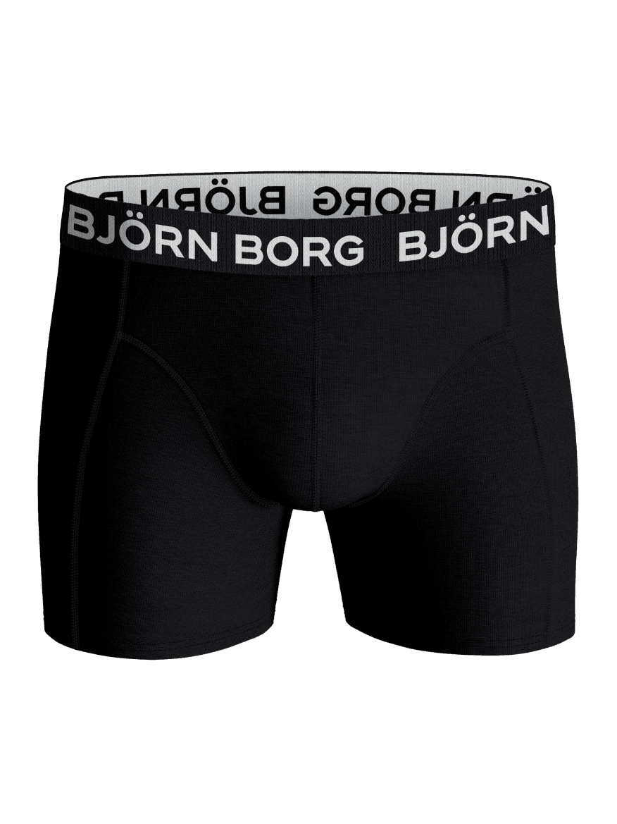 Front view of the black Cotton Stretch Boxers 12-pack with a white elastic waistband featuring the Björn Borg logo. - Image 5
