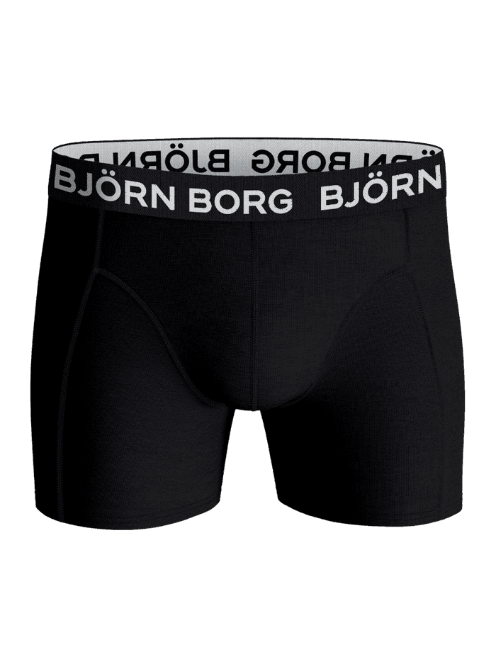 Front view of the black Cotton Stretch Boxers 12-pack with a white elastic waistband featuring the Björn Borg logo.