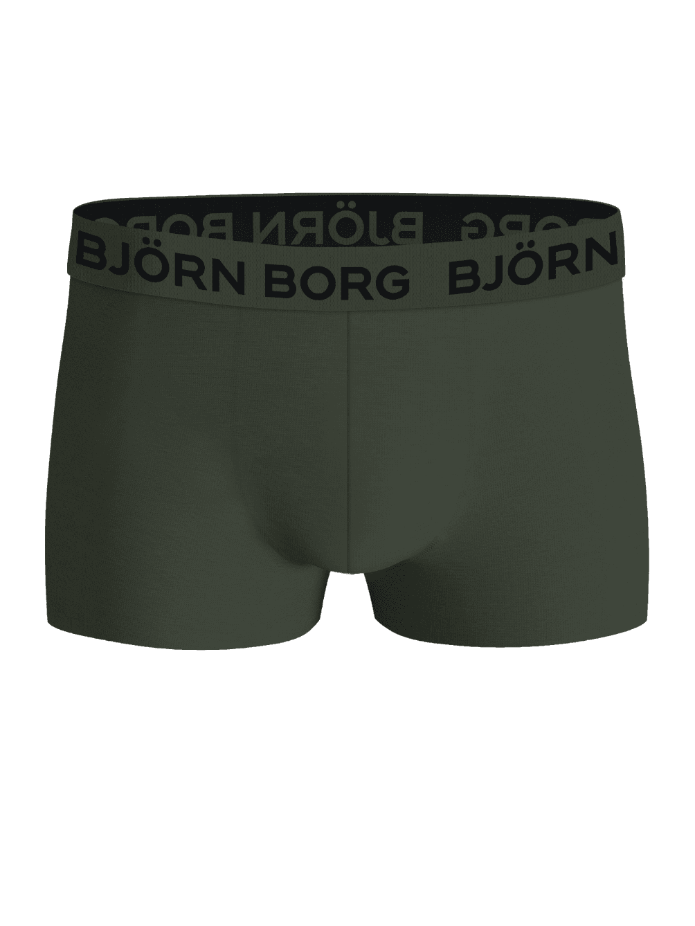 Cotton Stretch Trunks 5-pack in olive green with a black logo waistband. - Image 4