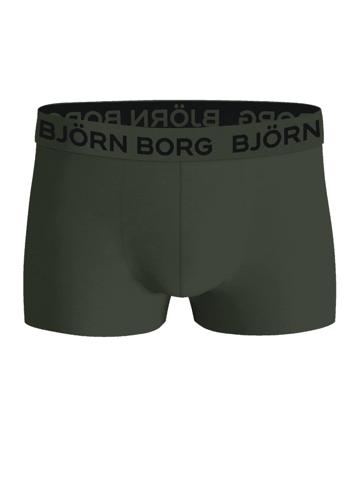 Cotton Stretch Trunks 5-pack in olive green with a black logo waistband.