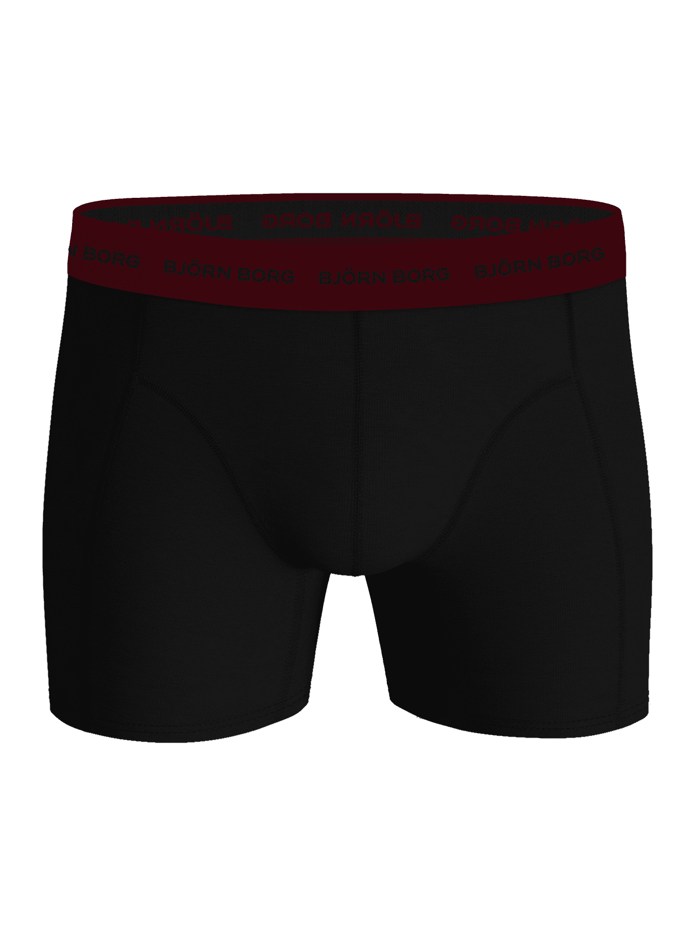 Front view of the Cotton Stretch Boxer briefs in black with a dark red branded waistband featuring the Björn Borg logo. - Image 6