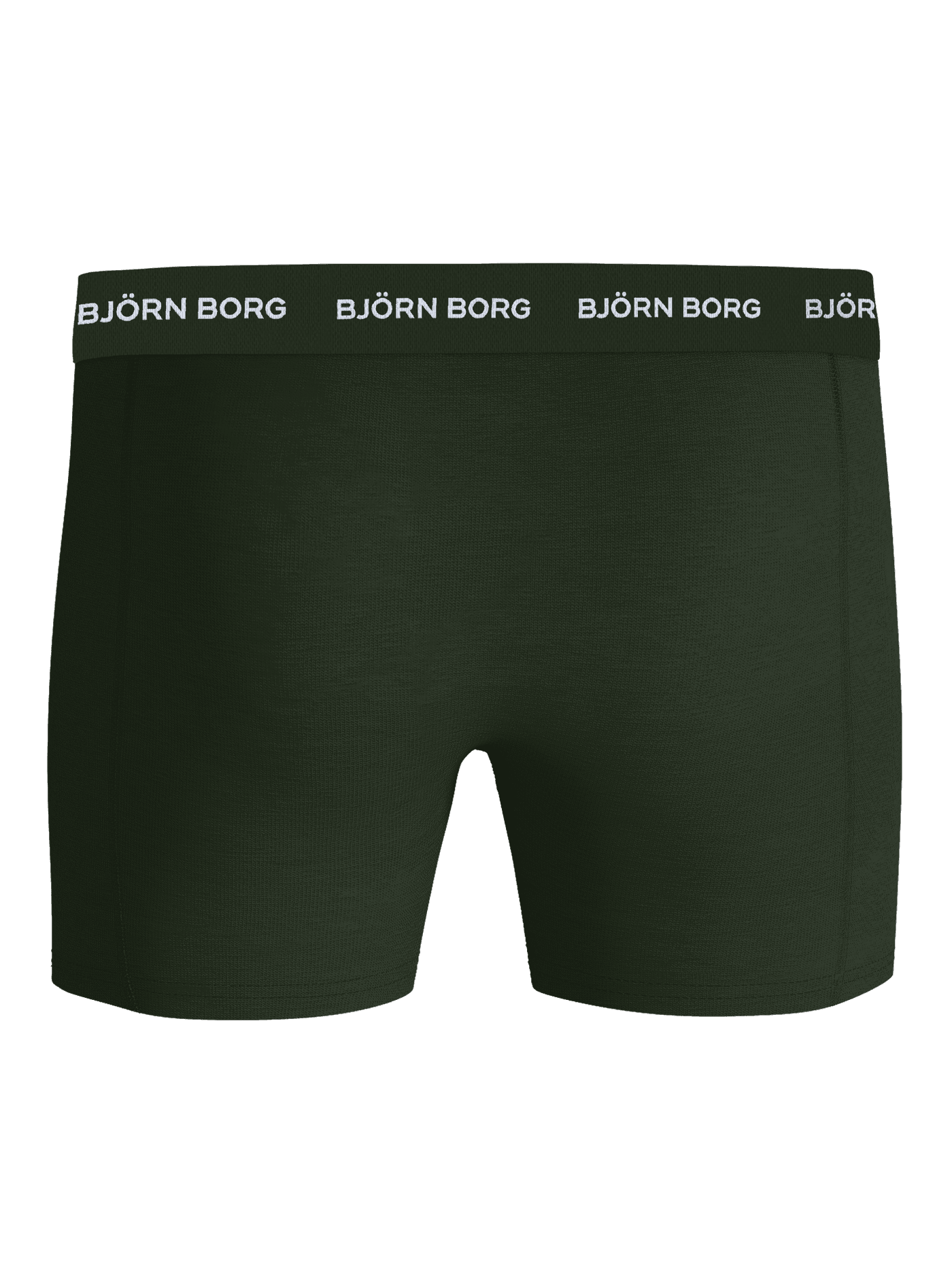 Front view of the Cotton Stretch Boxers 9-pack in dark green featuring a white logo on the elastic waistband. - Image 3