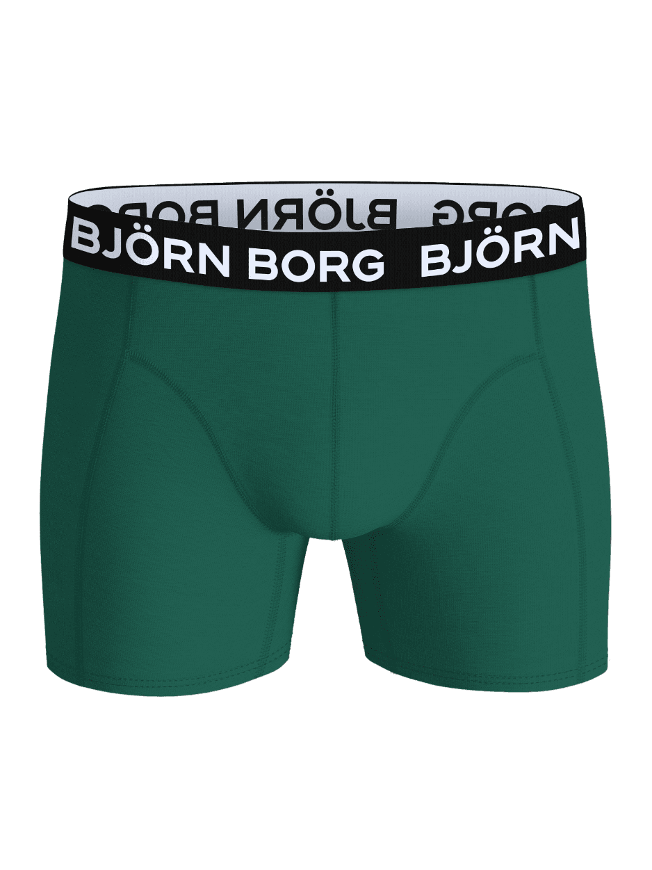 Front view of the Cotton Stretch Boxers 9-pack in green with an elastic waistband featuring the Björn Borg logo. - Image 8