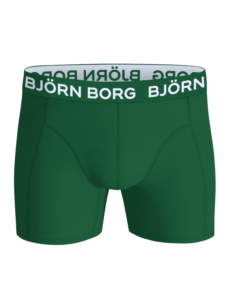 Front view of the Cotton Stretch Boxer briefs in green featuring a white elastic logo waistband. - Image 5