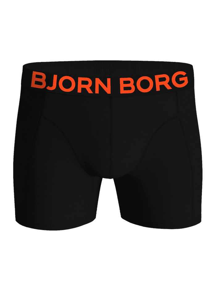 Organic Cotton Stretch Boxer Briefs 3-pack in black with an orange logo on the waistband.