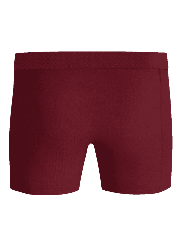Back view of the Organic Cotton Stretch Boxer 2-pack in dark red, showing the soft waistband and clean design.
