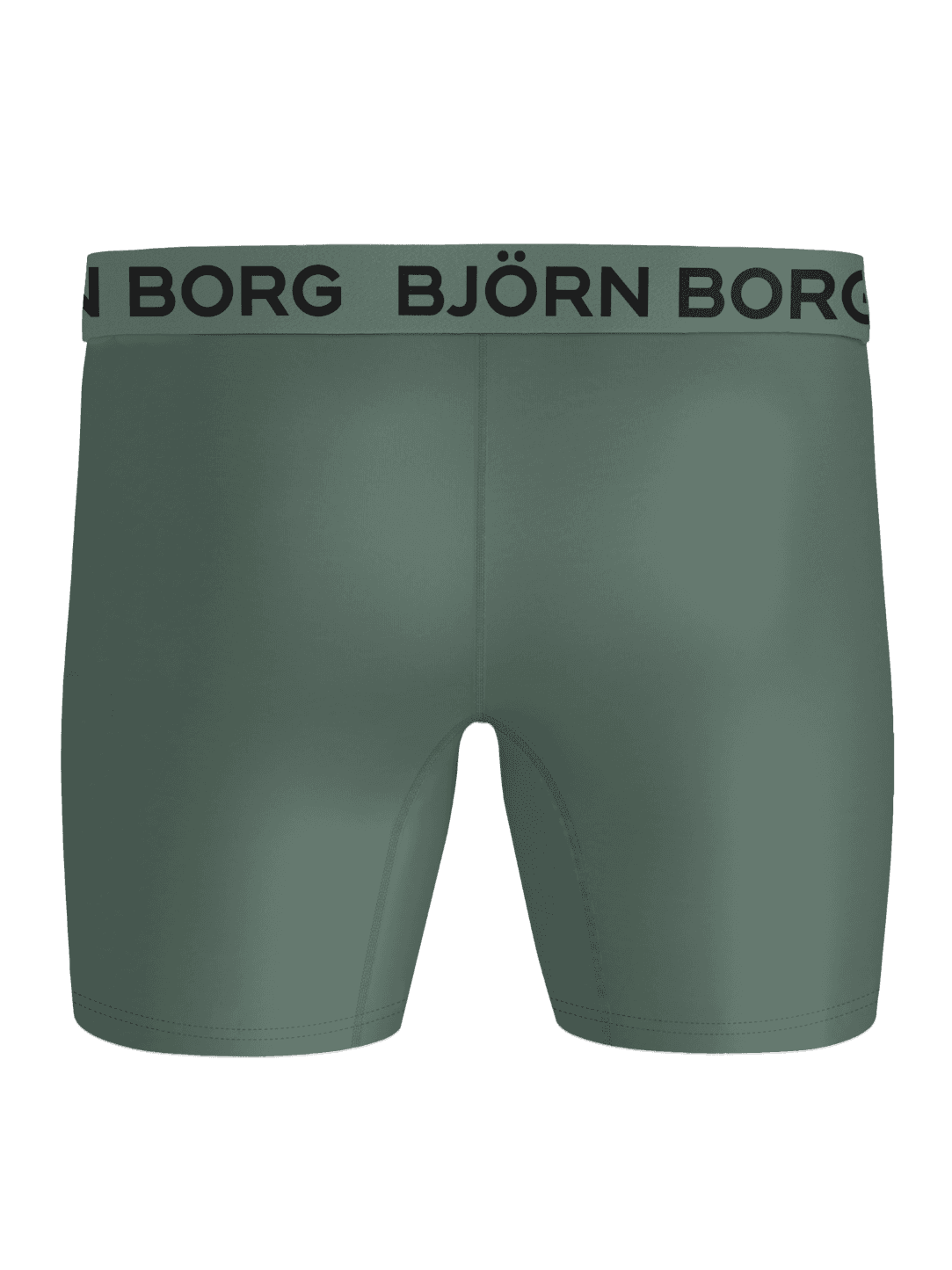 Back view of the Sports Microfiber Boxers 3-pack in green, featuring a black logo waistband. - Image 3