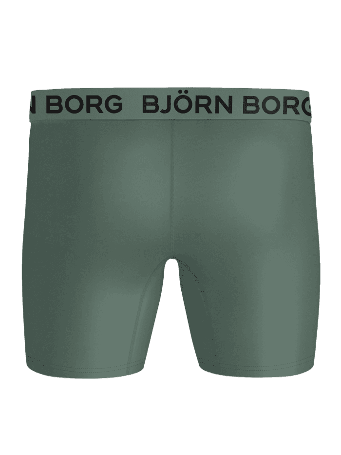 Back view of the Sports Microfiber Boxers 3-pack in green, featuring a black logo waistband.
