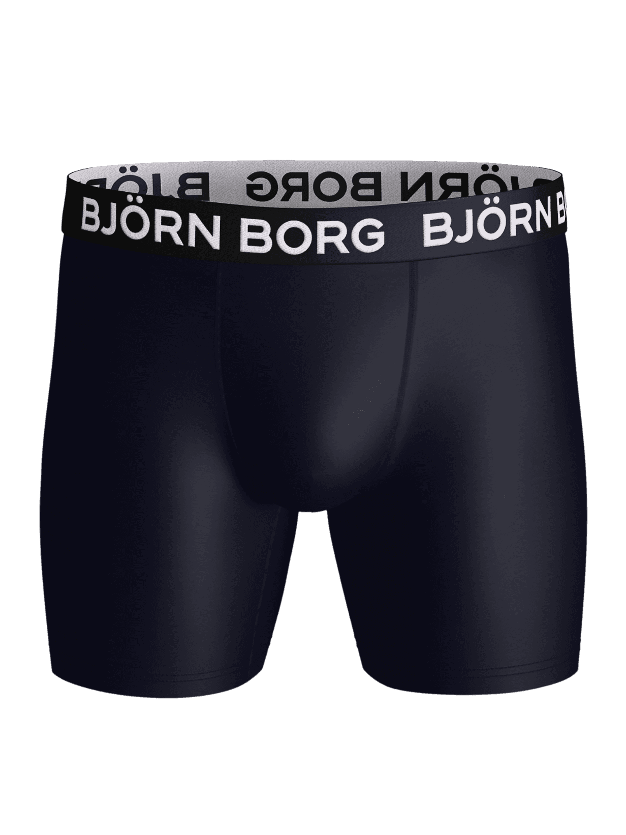 Front view of the Sports Microfiber Boxer Briefs 5-pack in dark navy with a white elastic logo waistband. - Image 4
