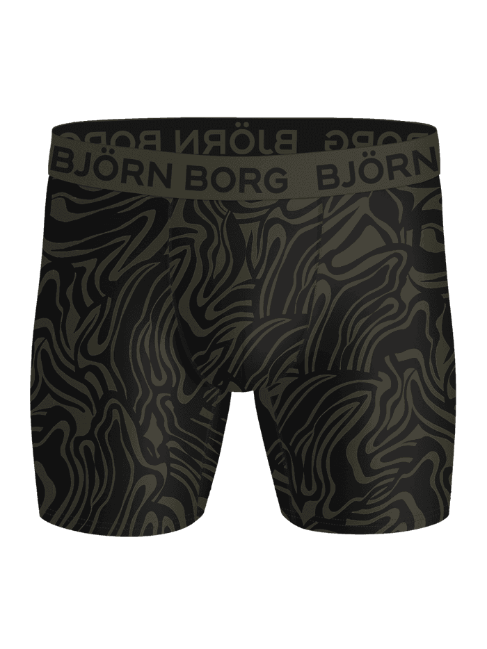Sports Microfiber Boxers 5-pack in multi, featuring boxer briefs with a wavy pattern and a logo waistband for training.