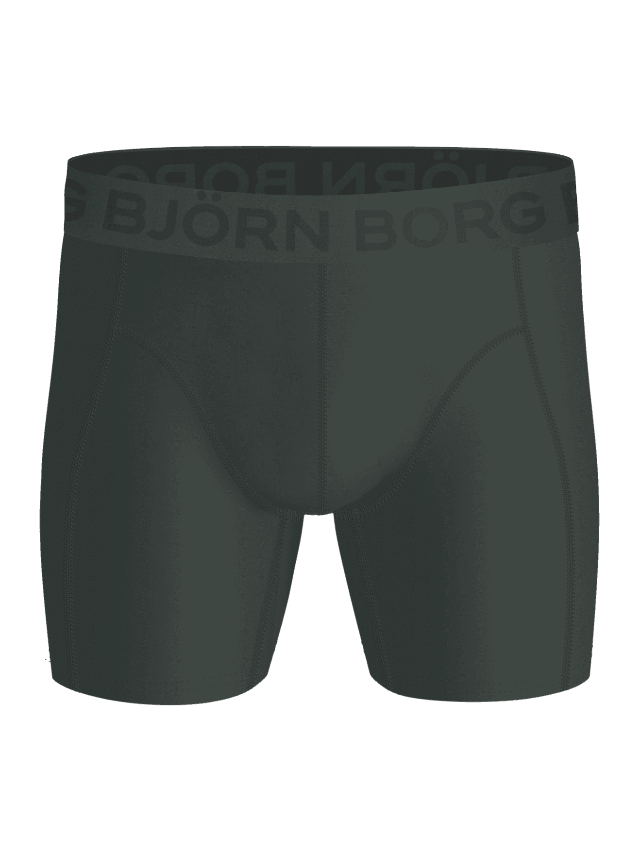 Front view of the Sports Lightweight Boxer briefs in dark green, featuring an elastic waistband with the Björn Borg logo. - Image 2