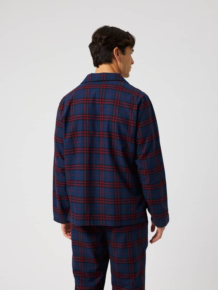 Back view of the Core Flannel Pyjama Set 2-pack in Tri Tartan 2 with checked pattern.