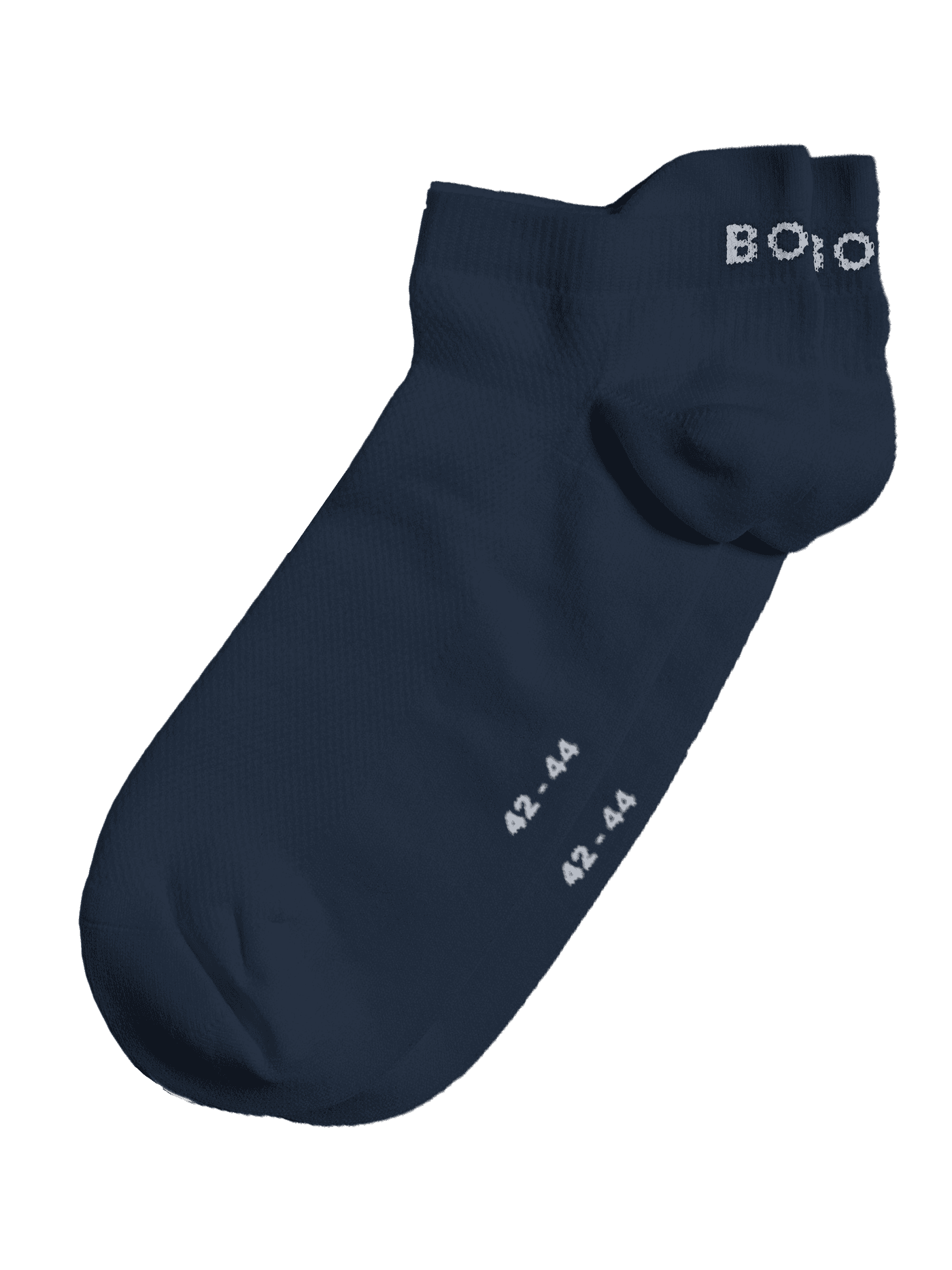Close-up of the blue Sports Ankle Socks 2-pack highlighting the white size numbering and logo under foot. - Image 3
