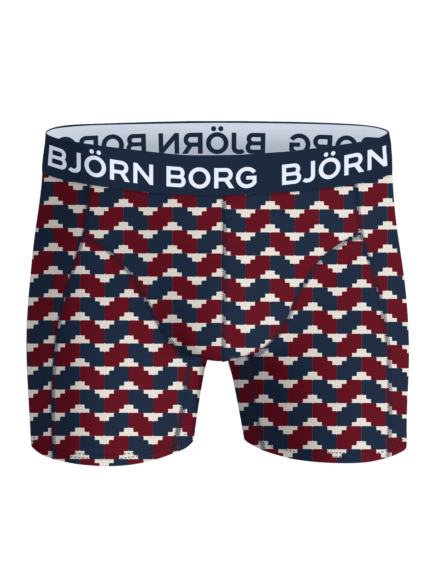 Front view of Cotton Stretch Christmas Calender Boxers 24-pack with pattern and white logo on navy blue waistband. - Image 7
