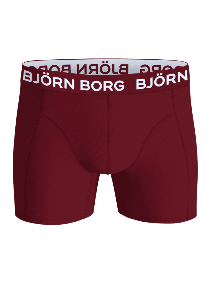 Front view of the Cotton Stretch Christmas Calender Boxers 24-pack in red with a white logo waistband.