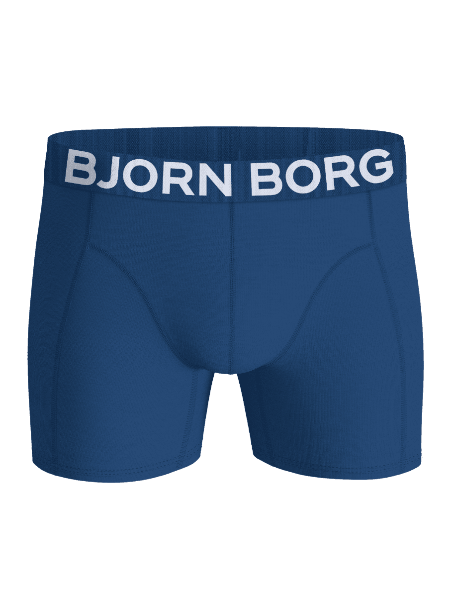 Front view of the blue Organic Cotton Stretch Boxer briefs featuring a white Björn Borg logo on the elastic waistband. - Image 7