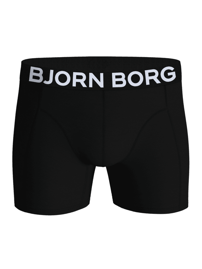 Front view of the Organic Cotton Stretch Boxer briefs 5-pack featuring a white logo on the elastic waistband.