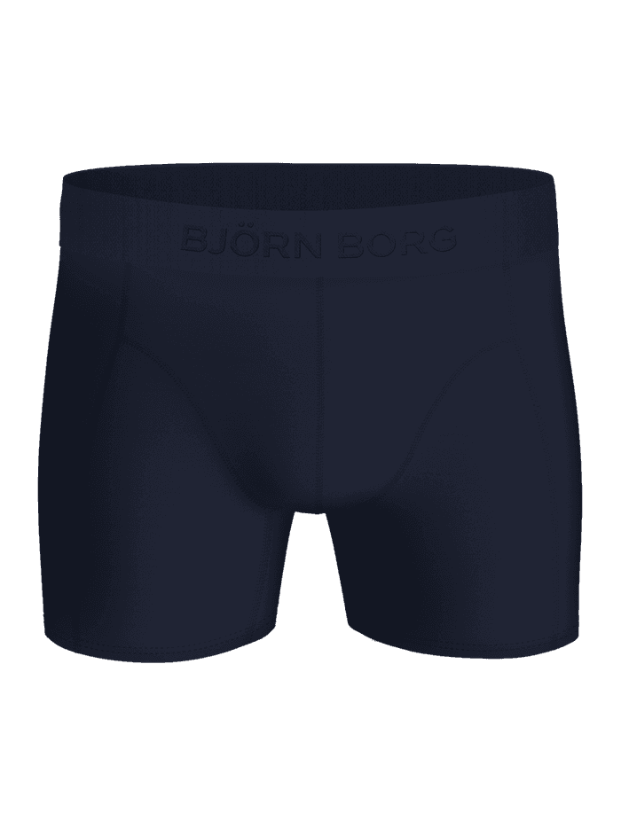 Front view of the Premium Silk Modal Boxer briefs 2-pack in dark navy with the Björn Borg logo waistband.