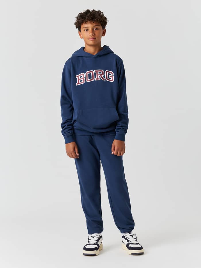 Front view of the Borg Classic Print Hoodie in Dress Blues (Blue) featuring the graphic on the chest.