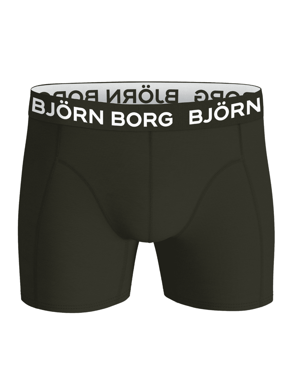 Front view of the Cotton Stretch Boxers 9-pack in green, featuring an elastic waistband with the Björn Borg logo. - Image 4
