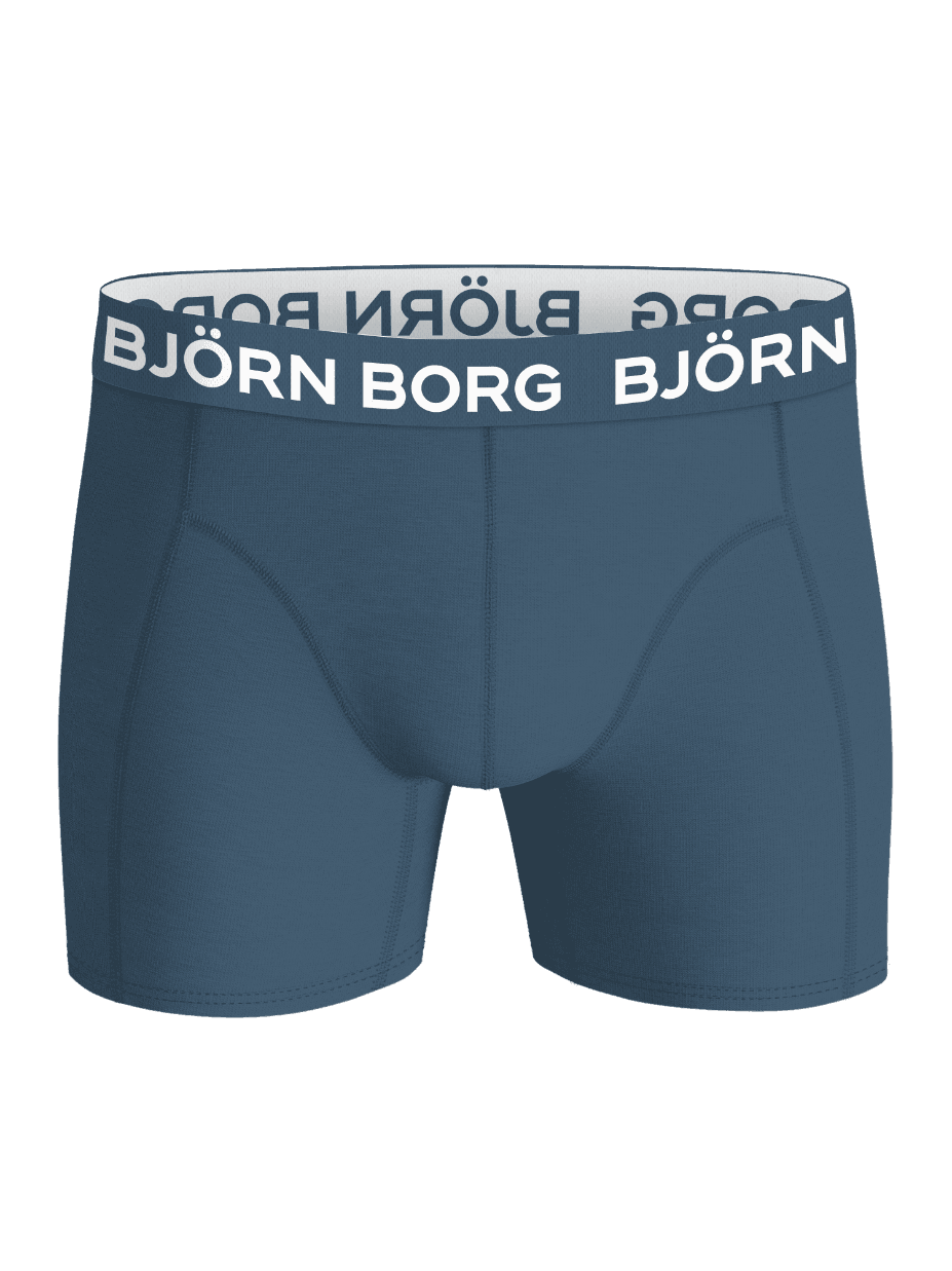 Front view of the Cotton Stretch Boxers 5-pack featuring a blue waistband with white logo text. - Image 4