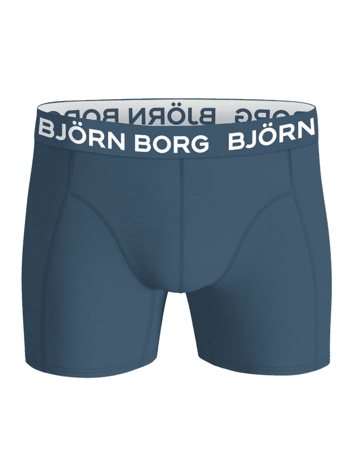 Front view of the Cotton Stretch Boxers 5-pack featuring a blue waistband with white logo text.