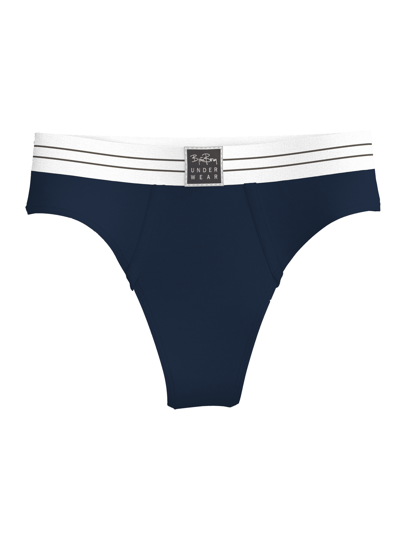 Front view of the Original Thongs 2-pack in blue and white with a striped elastic waistband and logo label. - Image 4