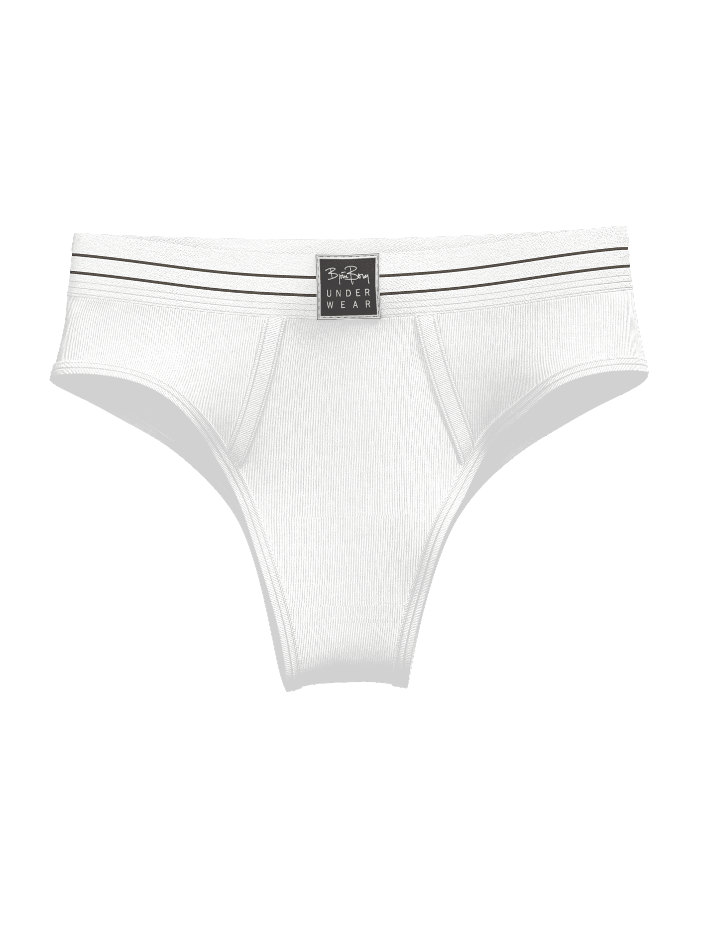 Close-up of the Original Briefs 2-pack in blue and white, featuring a striped waistband and center logo label. - Image 2