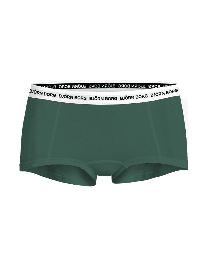 Front view of the Logo Boxer Shorts 3-pack in green featuring the iconic white elastic Björn Borg waistband.