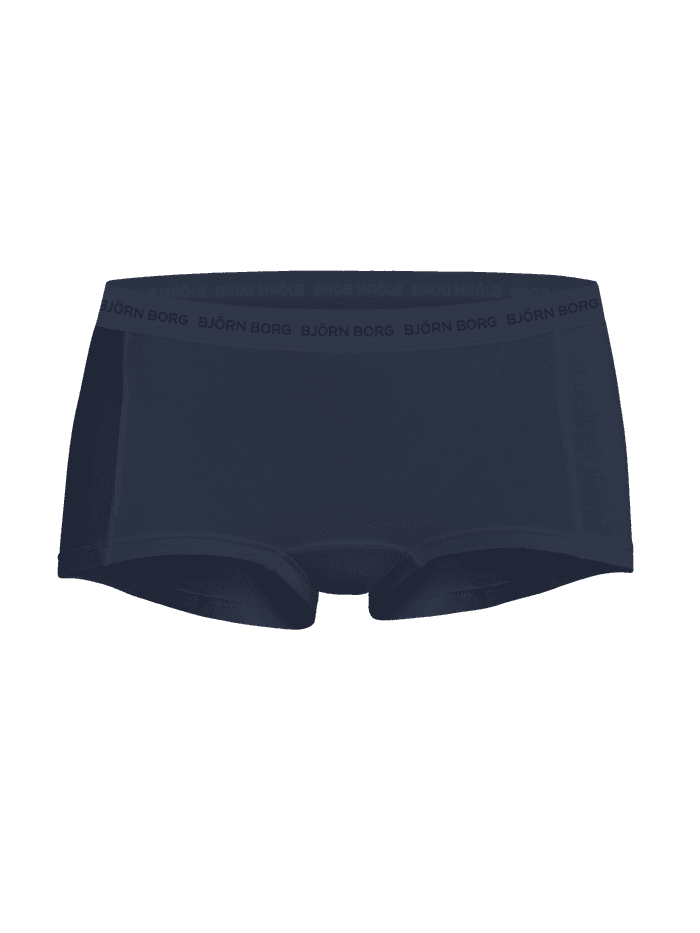 Front view of the Everyday Cotton Boxer Shorts 3-pack in Navy, featuring a soft microfiber logo waistband.
