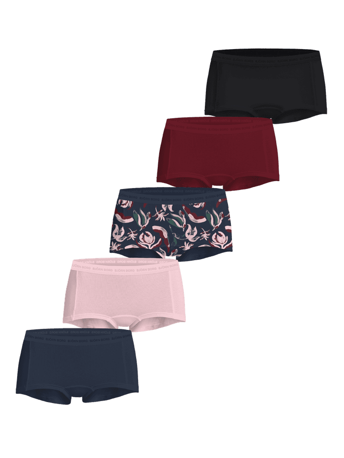 Everyday Cotton Boxer Shorts 5-pack in multi colors showcasing the 5-pack design and soft logo waistbands.