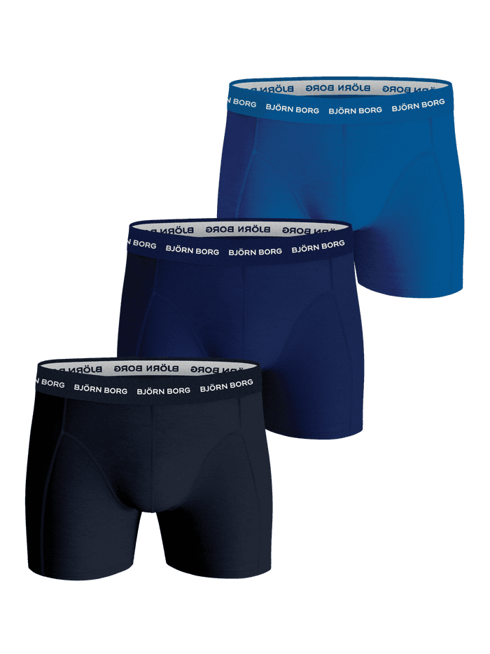 Cotton Stretch Boxer 3-pack in Blue featuring three pairs of soft cotton stretch boxer briefs.