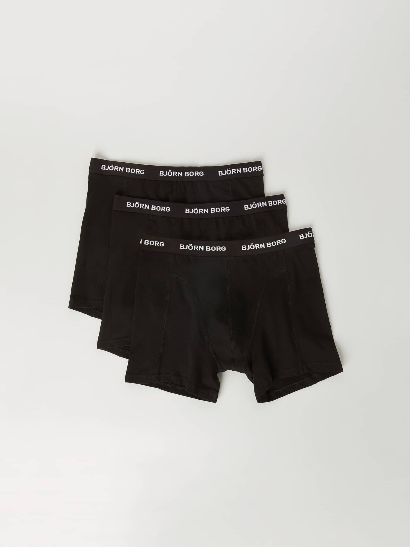 Cotton Stretch Boxers 3-pack noir en coton doux avec logo blanc sur la ceinture élastique pour homme. - Image 2