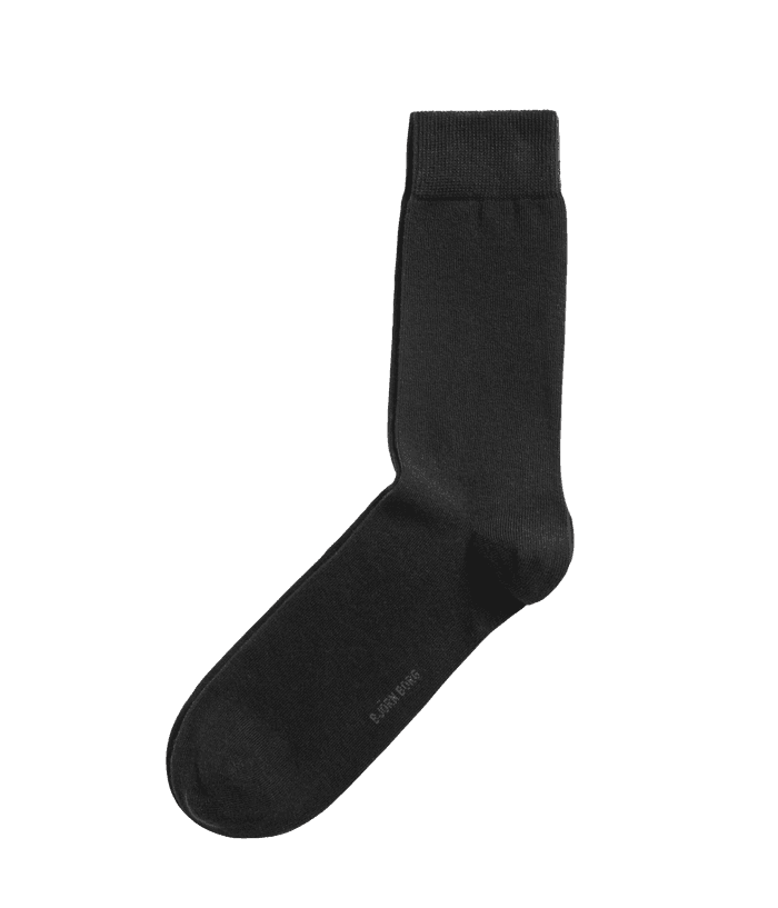 Side view of Björn Borg Essential Socks 5-pack in Black (Black) with soft fine-knit, black logo and ribbed cuffs for fit. - Image 2