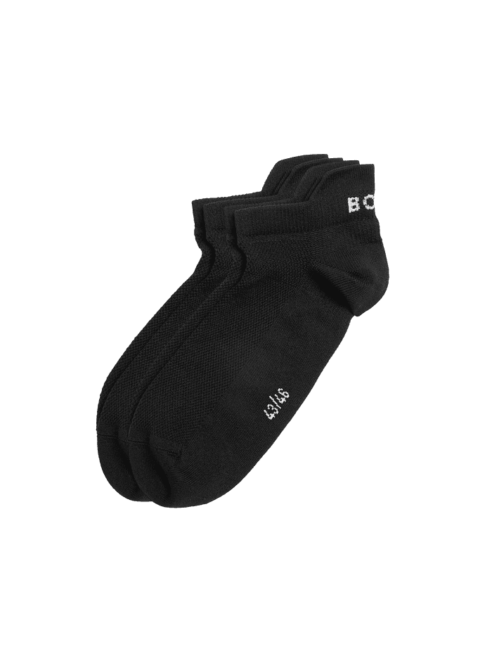 Black Björn Borg Sports Ankle Socks 2-pack for training, featuring a white logo and breathable recycled microfibre.