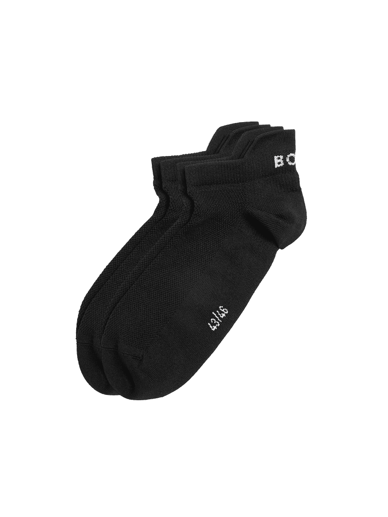 Black Björn Borg Sports Ankle Socks 2-pack for training, featuring a white logo and breathable recycled microfibre.