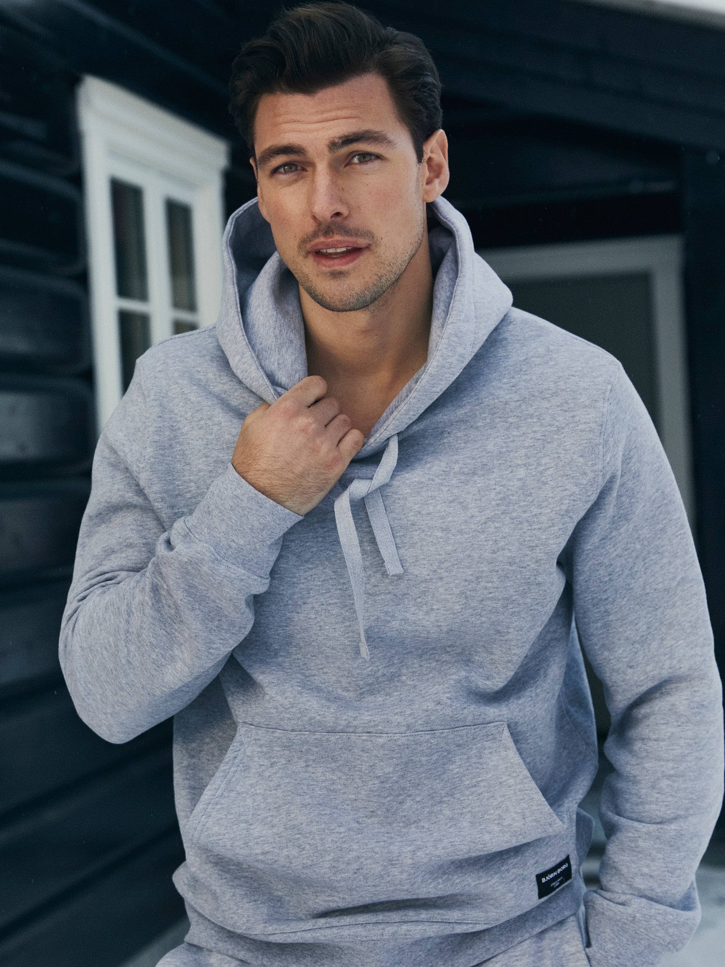 Centre Hoodie - Men - Light Grey Melange | Björn Borg