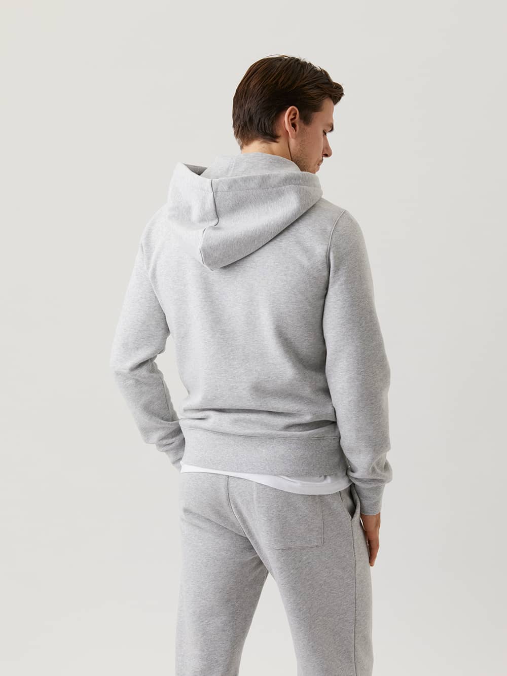 Achteraanzicht van de Björn Borg Centre Hoodie in Light Grey Melange (Grijs) van zacht katoen met een regular fit. - Image 2