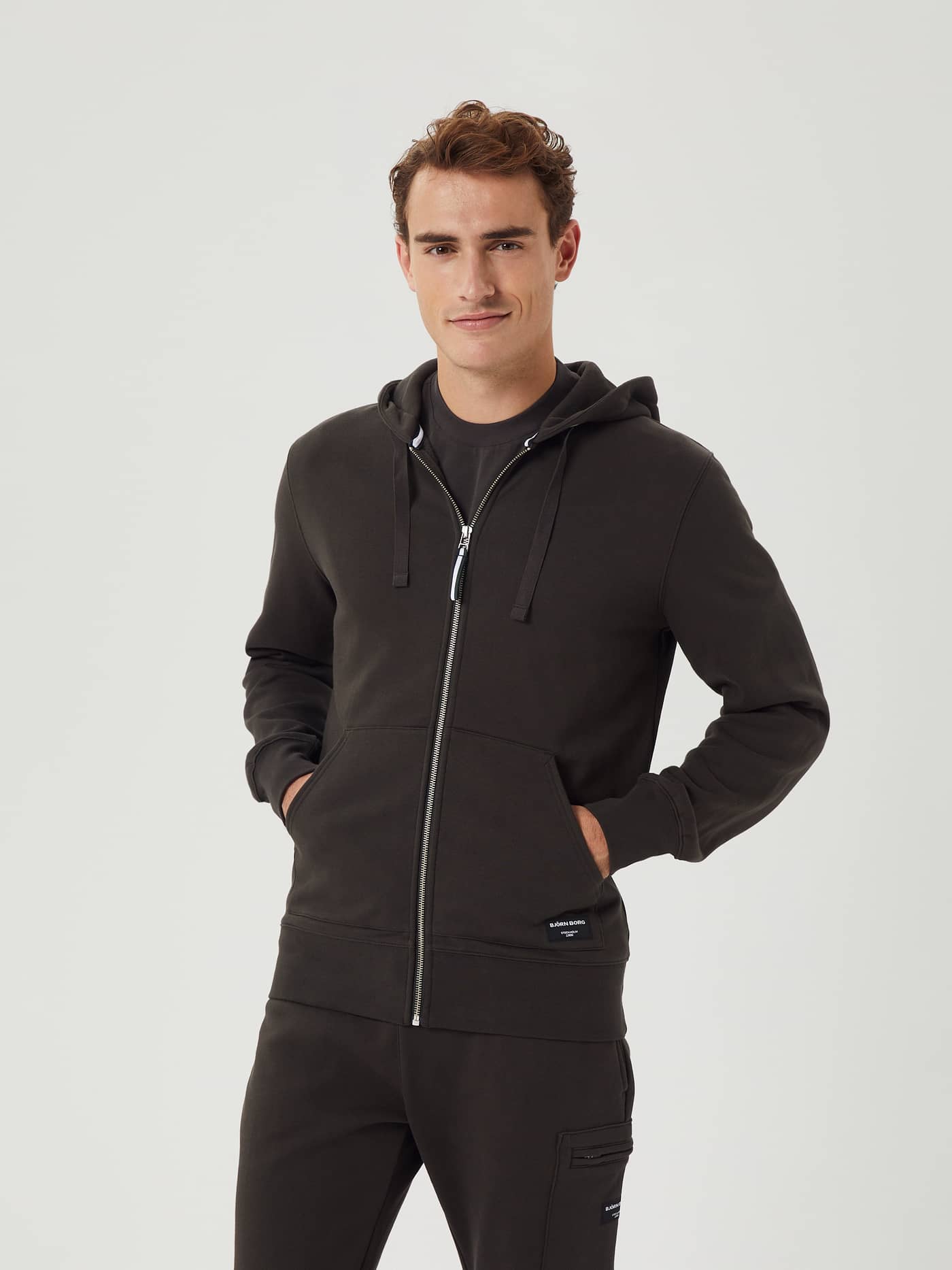 Björn Borg - Centre Zip Hoodie Peat Herr - Image 1
